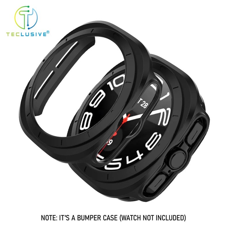 T TECLUSIVE Curved Protective Slim Bumper Case Cover Compatible for Galaxy Watch Ultra | Hard Shell Bumper Side Edge Protection Case for Galaxy Watch Ultra (Black Gray) - Image 2