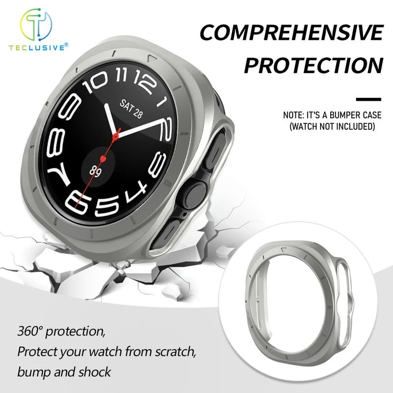 T TECLUSIVE Curved Protective Slim Bumper Case Cover Compatible for Galaxy Watch Ultra | Hard Shell Bumper Side Edge Protection Case for Galaxy Watch Ultra (Black Gray) - Image 3