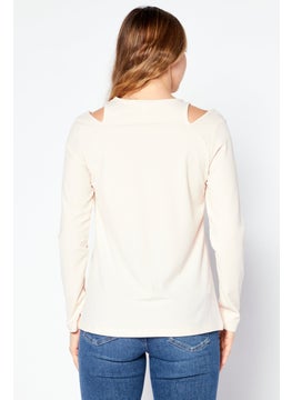 Cooper & Ella Women V Neck Long Sleeve Ribbed Top, Pastel Pink  - Image 4