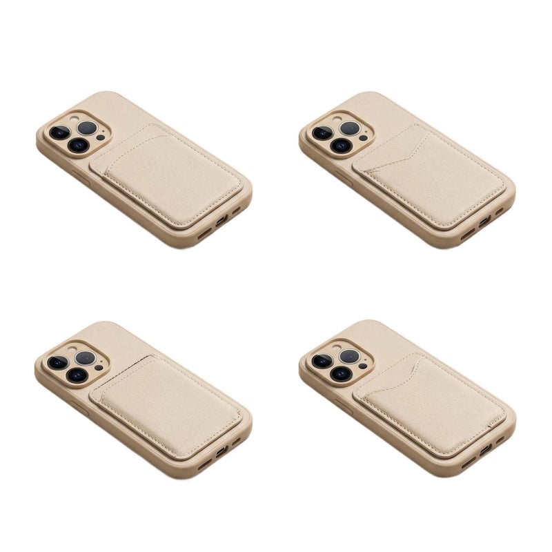 MS غطاء واقي بملمس جلد، Antique White، حامل بطاقات, حماية من السقوط، مقاوم للصدمات لـ iPhone 12 باللون الأبيض - Image 3
