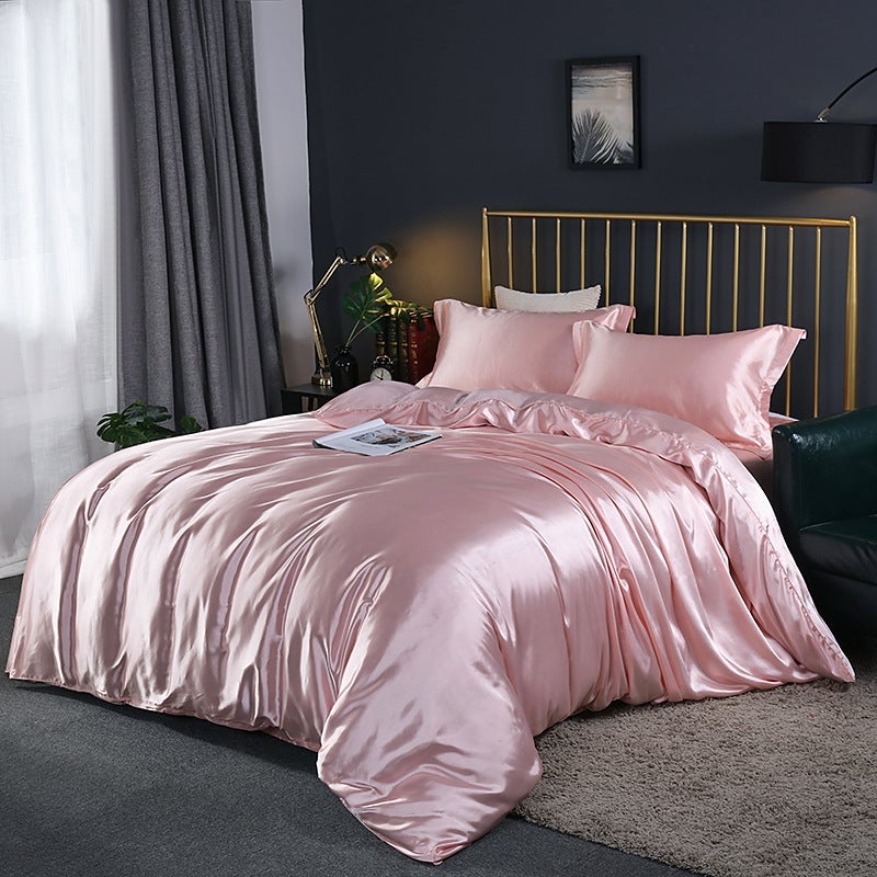 Washed Silk Four-Piece Set Silky Silk Quilt Cover Bed Sheets Ice Silk Bed Sheets 1.8M Bedding Dropshipping - Image 1