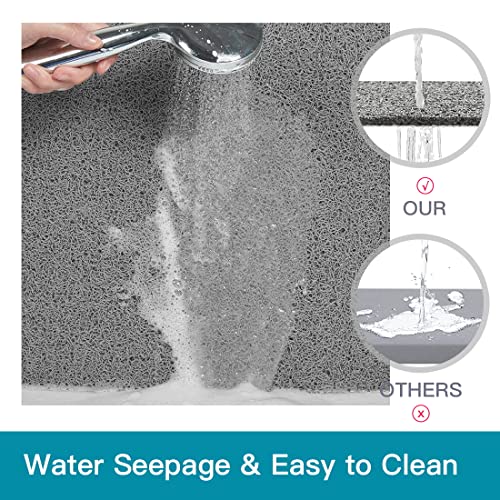Zoryllic Shower Mat Non Slip,Soft Bath Mat with Drain,Quick Drying PVC Loofah Bathtub Mat for Bathroom,Without Suction Cups,24 x 24 Inch (Grey) - Image 3