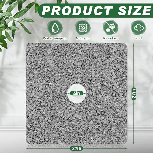 Zoryllic Shower Mat Non Slip,Soft Bath Mat with Drain,Quick Drying PVC Loofah Bathtub Mat for Bathroom,Without Suction Cups,24 x 24 Inch (Grey) - Image 2