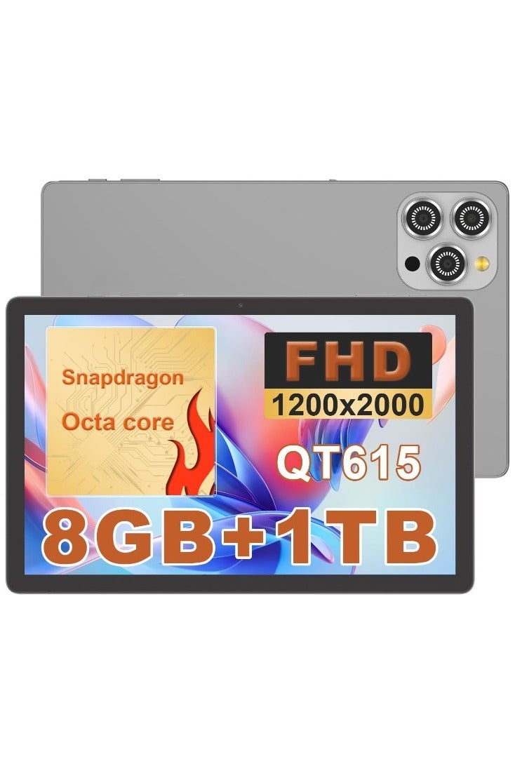 REBENUO CM10016plus Tablet 10.36 Inch , WIFI Android Tablet Pc with 8GB+1TB, 2K Screen Educational Tablet with keyboard and Pen CM10016plus Gray - Image 1