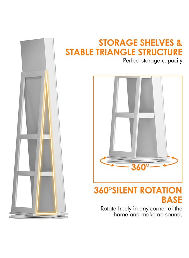 Rotatable Jewelry Wardrobe with LED Light, Large Jewelry Storage Cabinet with Full-Length Mirror, Large Standing Storage Organizer Suitable for Bedroom, Closet - Image 5