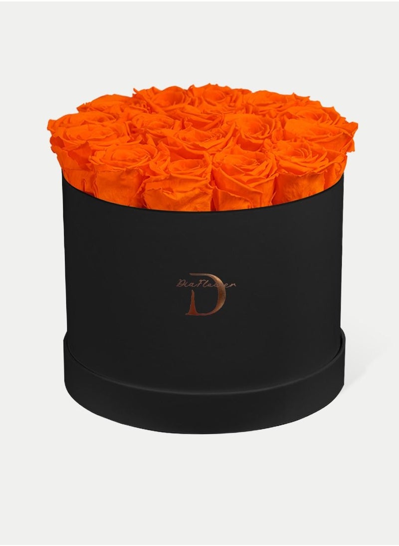 Dia FLOWER - Infinity Round Box, Orange 16 ROSES LARGE - Image 1