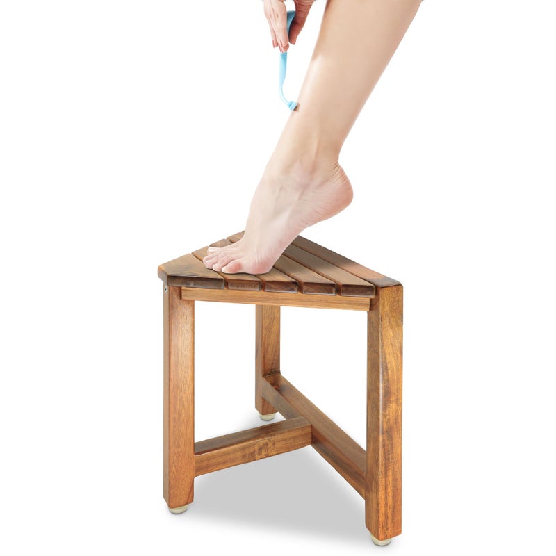ENKEZI Shower Foot Rest 12 in - Shower Stool for Shaving Legs, Small Corner Bathroom Bench Suitable for Small Shower Spaces - Bath Seat, Spa Foot Rest Shaving Stool Corner - Image 1