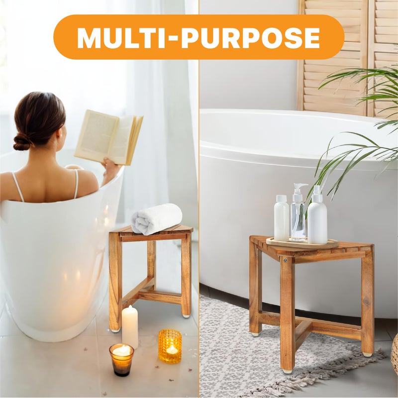 ENKEZI Shower Foot Rest 12 in - Shower Stool for Shaving Legs, Small Corner Bathroom Bench Suitable for Small Shower Spaces - Bath Seat, Spa Foot Rest Shaving Stool Corner - Image 5