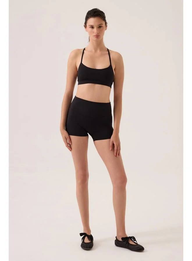 Los Ojos x Ece Black High-Waist Short Legging Mono Biker.