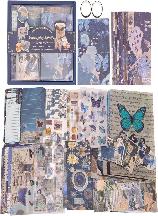 GLADBACK (346Pcs) Paper Junk Journal & Scrapbook Kit with Creative Decor Journaling Supplies, Stationery, Stickers, A6 Grid Notebook with Graph Ruled Page Gift for Girl (Butterfly Garden Scrapbook) - Image 2