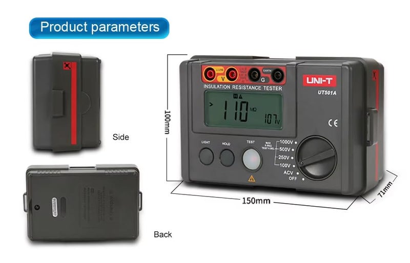 Uni-T UT501A 1kv insulation tester - Image 2