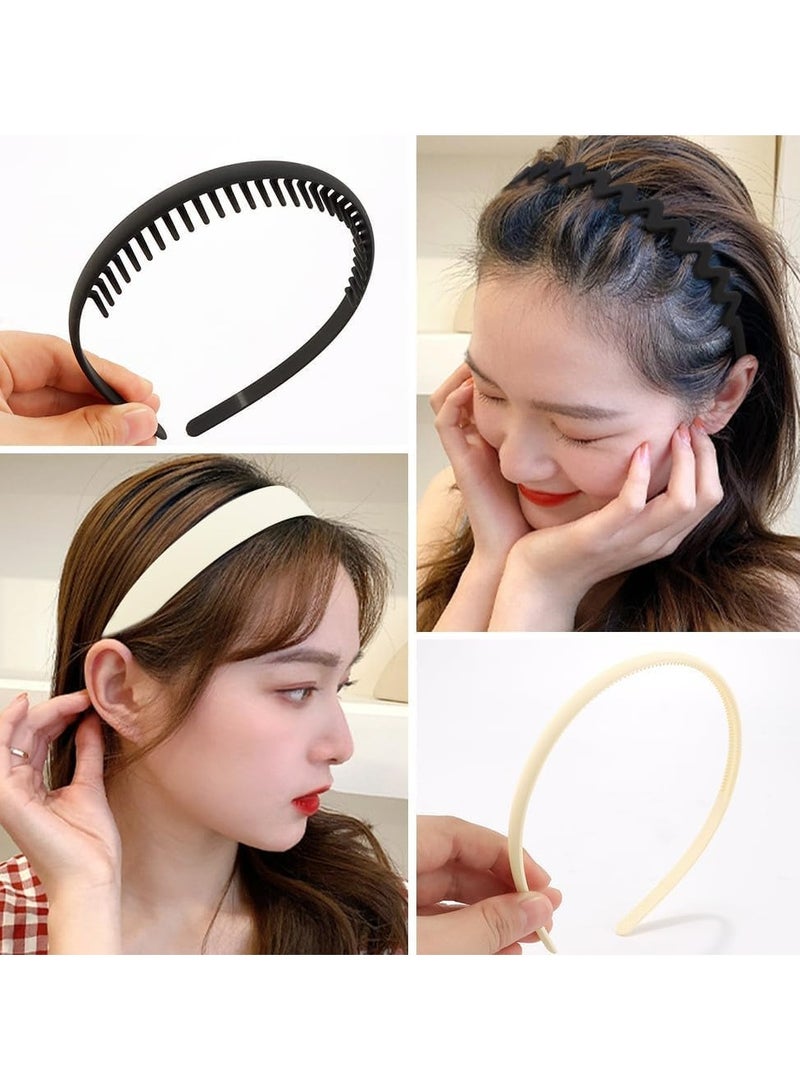 إسكدنيا حزمة من 9 أحزمة لاصقة للشعر مصنوعة من البلاستيك للنساء، الفتيات، الرجال، المراهقين، بألوان الأسود والأبيض - Image 2