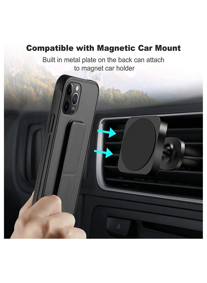 Case Compatible with iPhone 14 Pro Case Magnetic Car Holder Cover Soft Silicone Horizontal and Vertical Kickstand Case Wrist Strap Shockproof Anti Fingerprint Case - Image 4