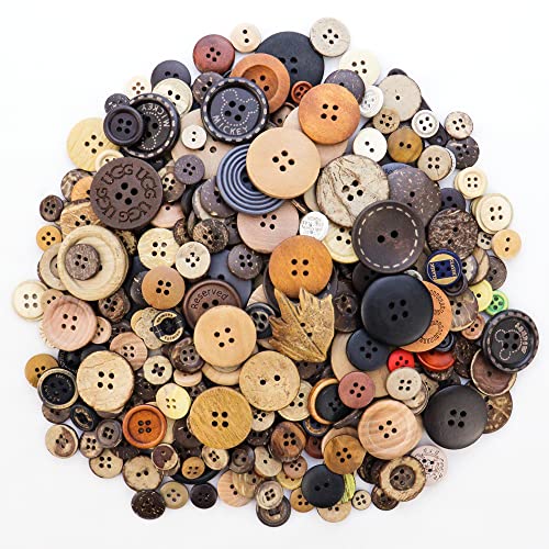 TCOTBE 600 Pcs Assorted Sizes Wooden Buttons Mixed Colors Coconut Shell Wood Handmade Ornament Buttons for Sewing Decorations DIY Arts and Crafts Manual Button Painting - Image 1