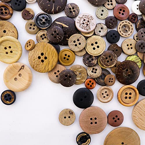 TCOTBE 600 Pcs Assorted Sizes Wooden Buttons Mixed Colors Coconut Shell Wood Handmade Ornament Buttons for Sewing Decorations DIY Arts and Crafts Manual Button Painting - Image 3