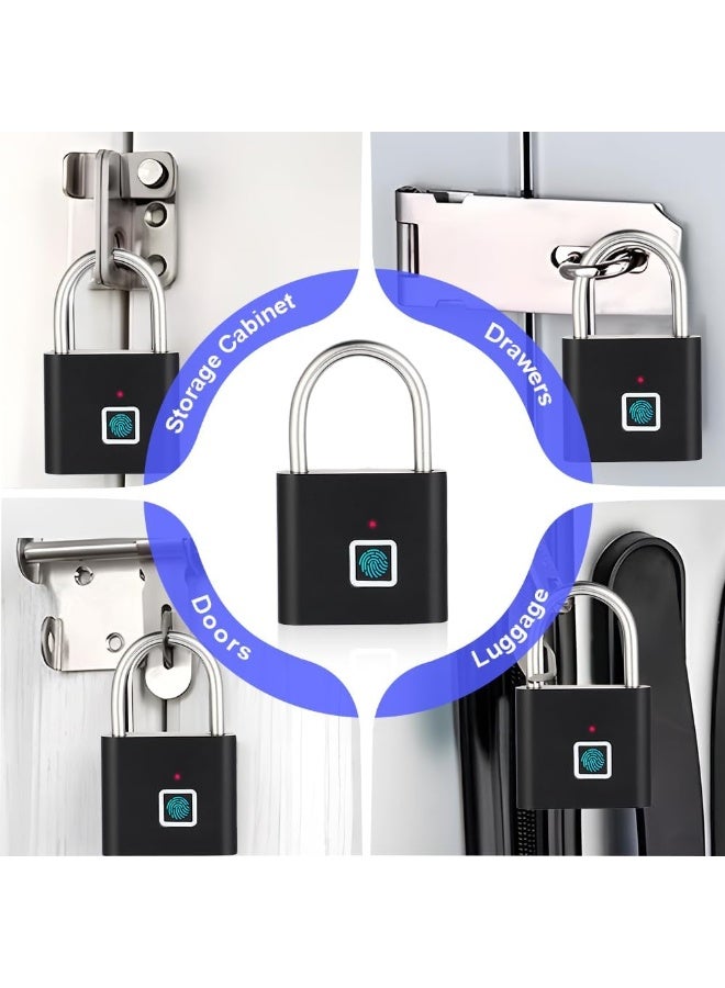 Relex Fingerprint Padlock, Locker Lock, Smart Pad Lock Waterproof Small Portable Padlock with USB Charging for Locker, Luggage, Gym, Suitcas, School, Bike - Image 5