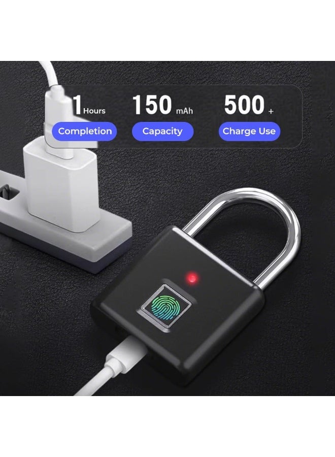 Relex Fingerprint Padlock, Locker Lock, Smart Pad Lock Waterproof Small Portable Padlock with USB Charging for Locker, Luggage, Gym, Suitcas, School, Bike - Image 3