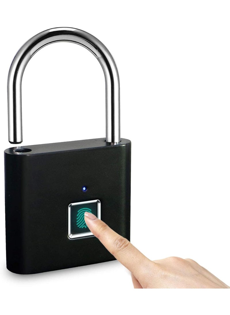 Relex Fingerprint Padlock, Locker Lock, Smart Pad Lock Waterproof Small Portable Padlock with USB Charging for Locker, Luggage, Gym, Suitcas, School, Bike - Image 1