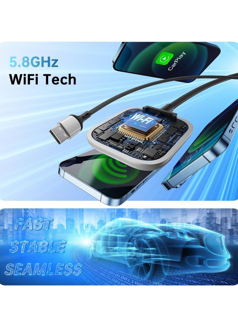 Generic - Wireless Carplay Adapter & Android Auto Wireless Adapter, 2 in 1 Plug and Play Car Play for OEM Wired Compatible with iPhone iOS 12+/Android 11+, Stable Control & No Delay (C1) - Image 1