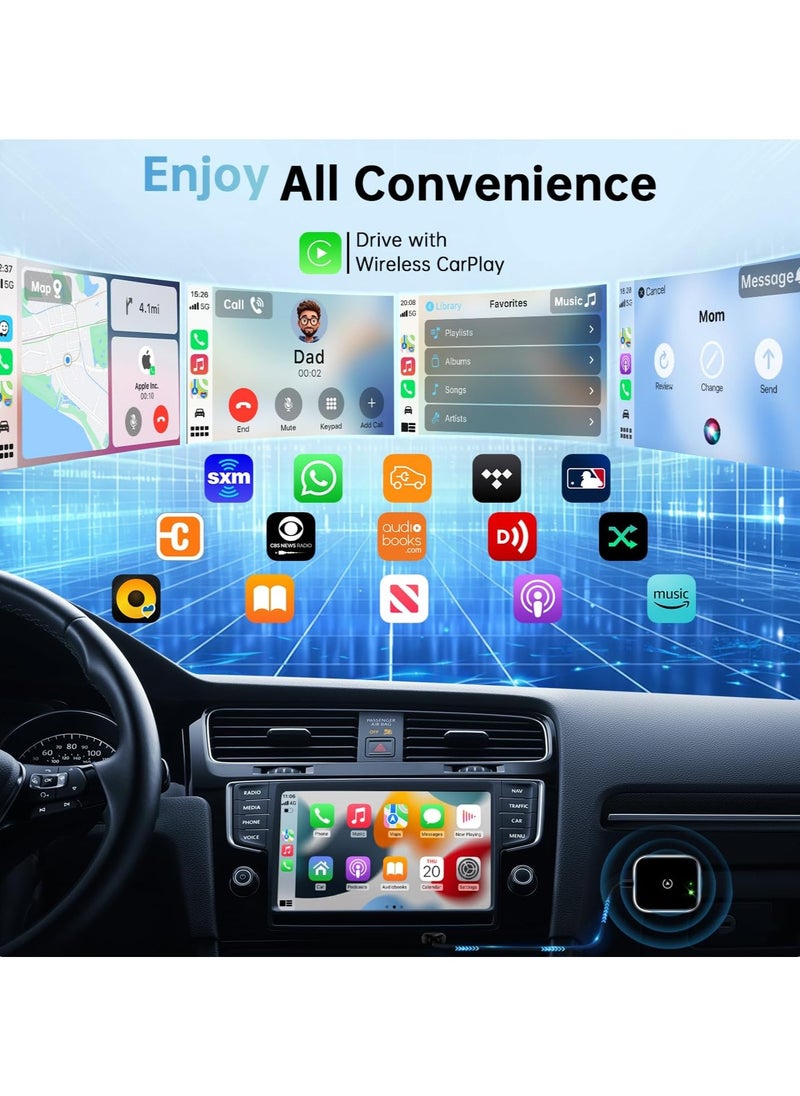 Generic - Wireless Carplay Adapter & Android Auto Wireless Adapter, 2 in 1 Plug and Play Car Play for OEM Wired Compatible with iPhone iOS 12+/Android 11+, Stable Control & No Delay (C1) - Image 1