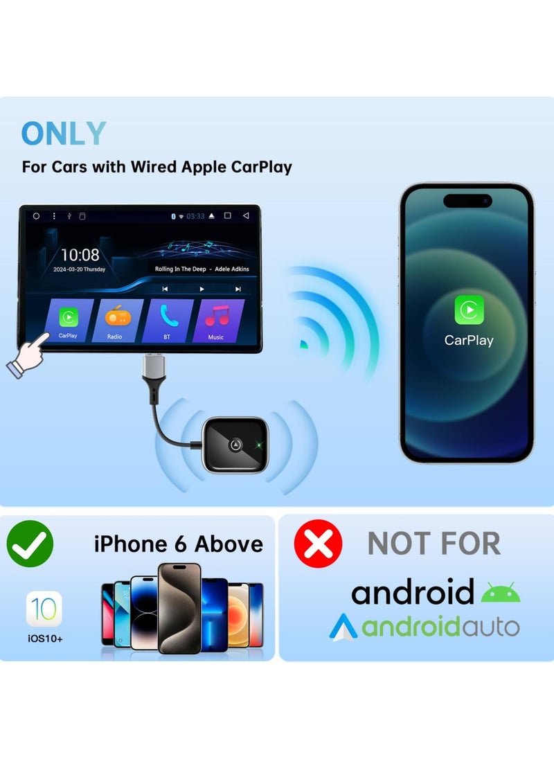 Generic - Wireless Carplay Adapter & Android Auto Wireless Adapter, 2 in 1 Plug and Play Car Play for OEM Wired Compatible with iPhone iOS 12+/Android 11+, Stable Control & No Delay (C1) - Image 1
