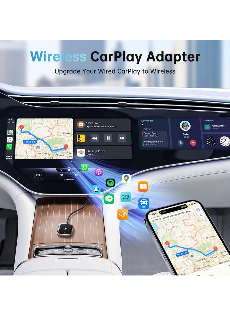 Generic - Wireless Carplay Adapter & Android Auto Wireless Adapter, 2 in 1 Plug and Play Car Play for OEM Wired Compatible with iPhone iOS 12+/Android 11+, Stable Control & No Delay (C1) - Image 1