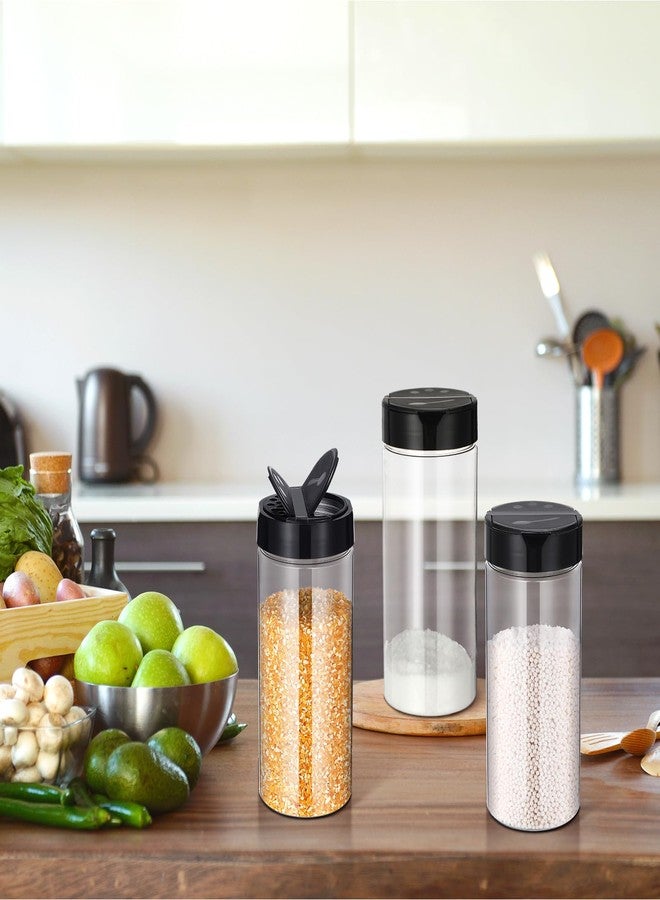 Zhehao 24 Pieces Plastic Spice Containers Plastic Spice Bottles Clear Reusable Large Empty Seasoning Jars with Shaker Lids for Kitchen Storage Seasoning Powder Herbs(21 oz,Cylinder,Clear and Black) - Image 5