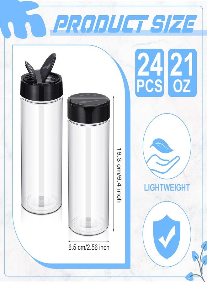 Zhehao 24 Pieces Plastic Spice Containers Plastic Spice Bottles Clear Reusable Large Empty Seasoning Jars with Shaker Lids for Kitchen Storage Seasoning Powder Herbs(21 oz,Cylinder,Clear and Black) - Image 2