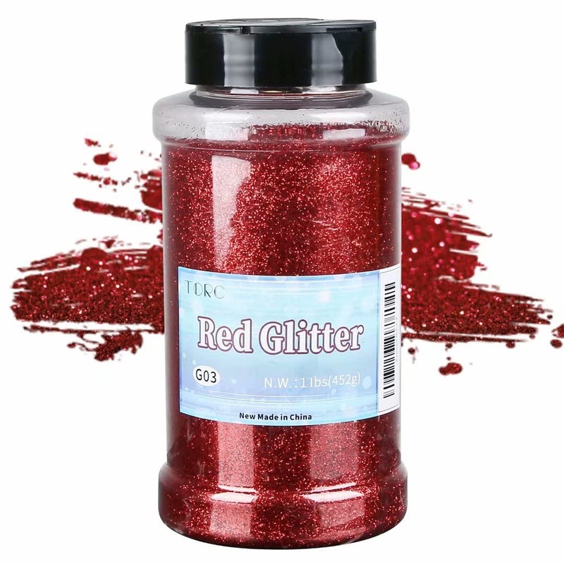 TORC Red Fine Glitter 1 Pound 16 OZ Glitter Powder for Tumblers Resin Crafts Slime Cosmetic Nail Painting Festival Decoration - Image 2