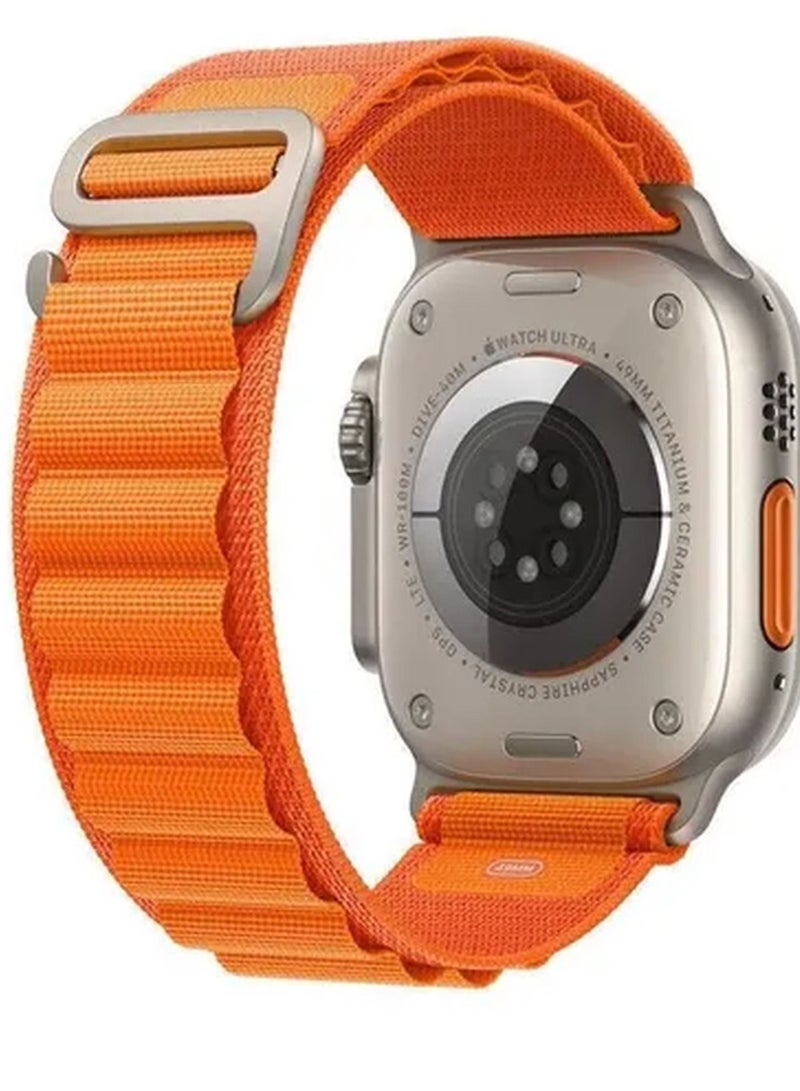 vesus 2Pack for apple Watch Alpine Loop Band 49mm/45mm/44mm Nylon Woven Sport Strap Compatible with iwatch series 8/ultra/7/SE/6/5/4/3/2/6 White/Orange - Image 2