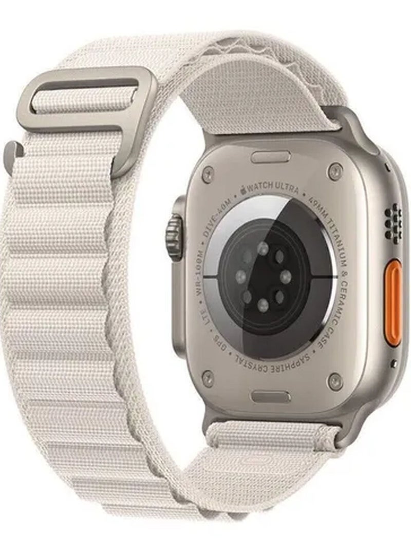 vesus 2Pack for apple Watch Alpine Loop Band 49mm/45mm/44mm Nylon Woven Sport Strap Compatible with iwatch series 8/ultra/7/SE/6/5/4/3/2/6 White/Orange - Image 3