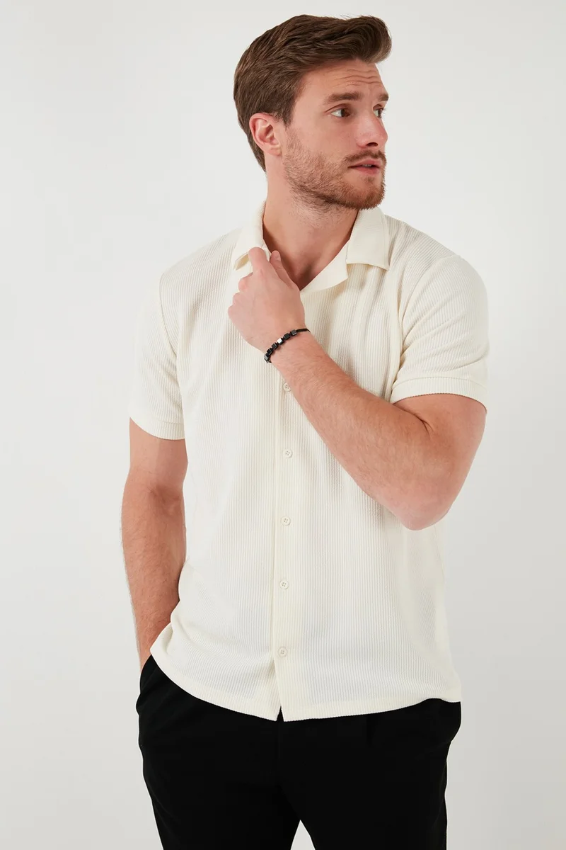 Buratti Cotton Regular Fit Open Collar Short Sleeve Shirt Men's Shirt 5902763