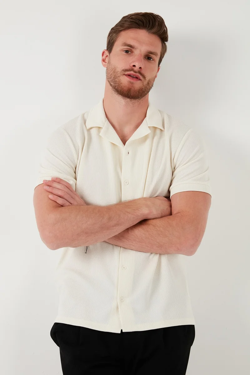 Buratti Cotton Regular Fit Open Collar Short Sleeve Shirt Men's Shirt 5902763
