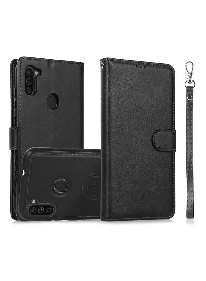 اس-توب جراب لهاتف Samsung Galaxy A11 / M11 Calf Texture 2 في 1 غطاء خلفي مغناطيسي قابل للفصل مع جراب جلدي أفقي قابل للطي مع حامل وفتحات للبطاقات ومحفظة وإطار للصور - Image 1