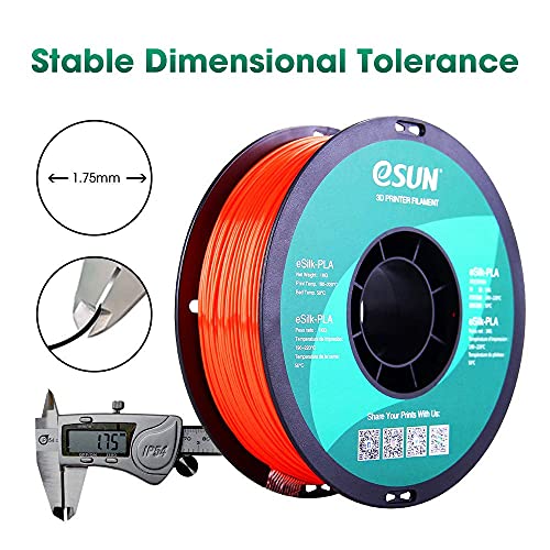 eSUN Silk PLA 3D Printer Filament, Dimensional Accuracy +/- 0.03 mm, 1 kg Spool, 1.75 mm, Jacinth - Image 3
