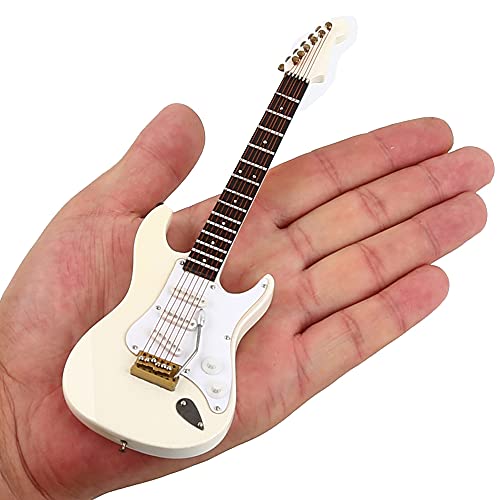 Dselvgvu Wooden Miniature Electric Guitar with Stand and Case Mini Musical Instrument Electric Guitar Replica Collectible Figurines Model Home Decoration Display Ornament White 709x227x054 - Image 5