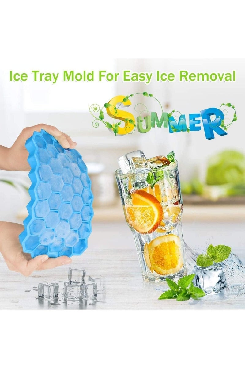 قالب ثلج من السيليكون لصنع مكعبات الثلج على شكل خلية النحل مع 37 تجويف مع غطاء (متعدد الألوان) (عبوة من قطعة واحدة) - Image 4