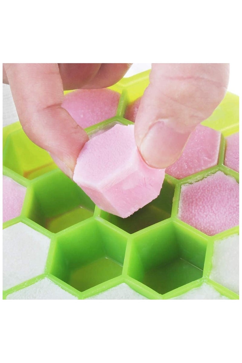قالب ثلج من السيليكون لصنع مكعبات الثلج على شكل خلية النحل مع 37 تجويف مع غطاء (متعدد الألوان) (عبوة من قطعة واحدة) - Image 5