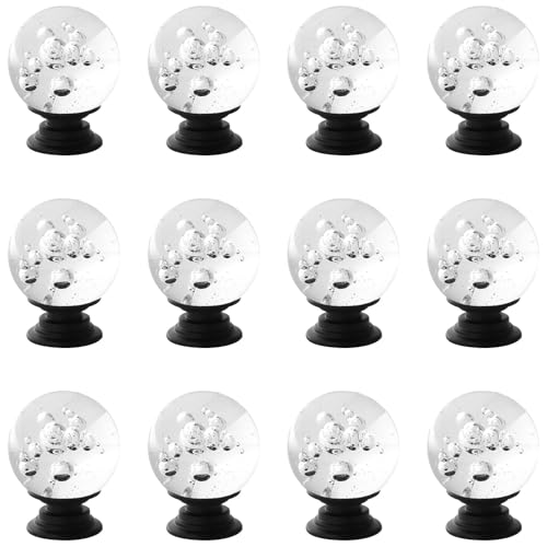 ANJUU 12 Pcs 30mm Round Shape Bubble Crystal Glass Cabinet Knobs with Screws Drawer Knob Pull Handle Used for Kitchen Dresser Door Cupboard Black Base Clear - Image 1