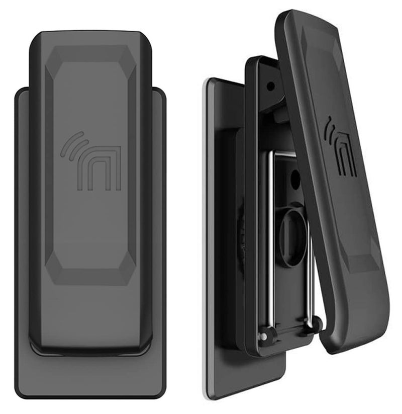 Nakedcellphone مشبك حزام عالمي للهاتف المحمول، [عبوة 2] ملحق Nakedcellphone للهاتف القابل للطي، الهاتف الذكي، آيفون، آيبود تاتش/نانو، جهاز التحكم عن بعد لتلفاز آبل، جهاز فتح المرآب، إلخ (دوران 360 درجة ودعامة) - Image 1