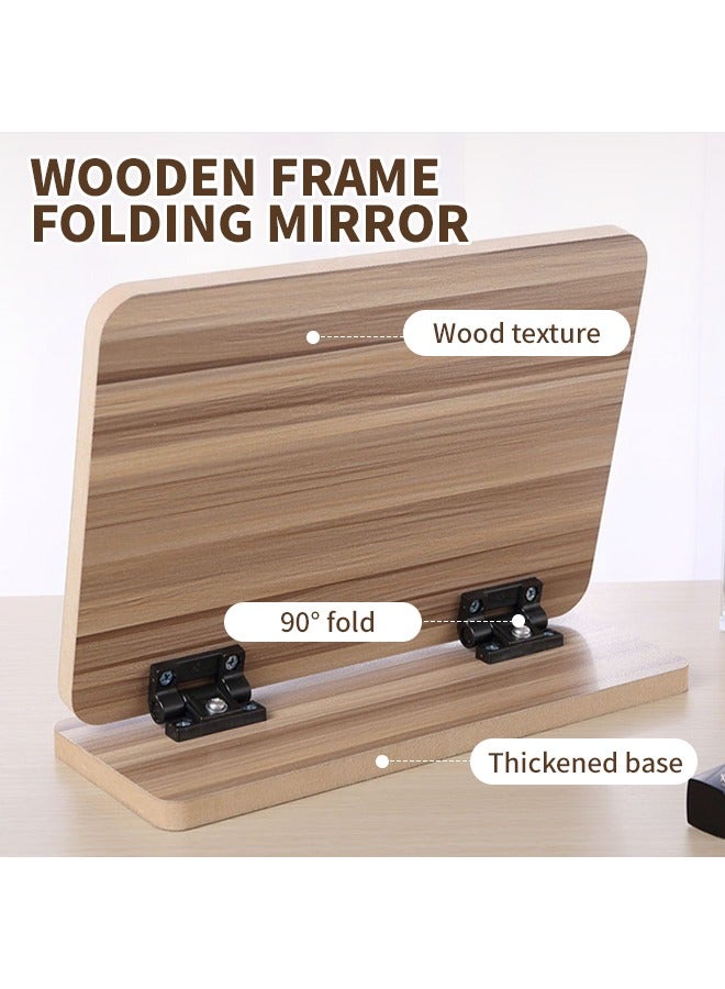 21X26 Portable Desktop Makeup Mirror HD Vanity Mirror 90° Rotation  Mirror Small Wooden Frame Room Decoration Easy to Carry For Bathroom, Dressing Room, Bedroom  - Image 4