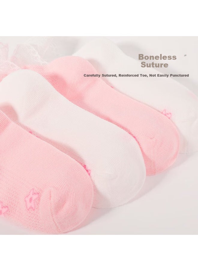 Smart Friends Zhiyou Children's Socks, Spring And Autumn, For Older Kids, Cotton Socks, Princess Style, For Baby Girls, Student Socks, Lace Trim, Short Socks, Z7516 - Image 3