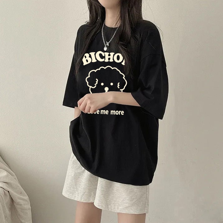 Factory Short Sleeve T-Shirt Women'S Mm Letter Printing Plus Fat Extra Large Size Korean Tide Version Japan Southeast Asia Pure Cotton - Image 4