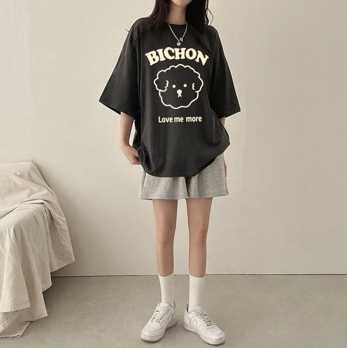 Factory Short Sleeve T-Shirt Women'S Mm Letter Printing Plus Fat Extra Large Size Korean Tide Version Japan Southeast Asia Pure Cotton - Image 5