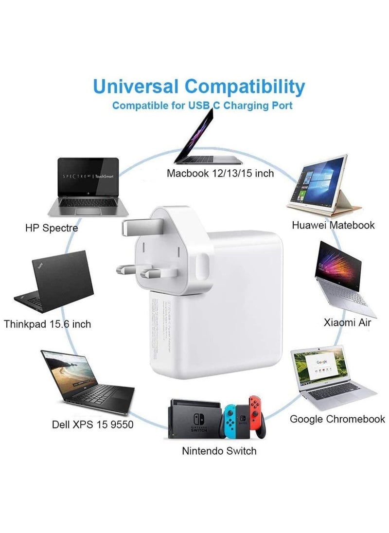 Generic - Mac Book Pro Charger 87W USB-C Power Adapter Compatible with 13/14/15 Inch After 2016 for Mac Book Air After 2018 Include Charge Cable (6.6ft/2m) - Image 1