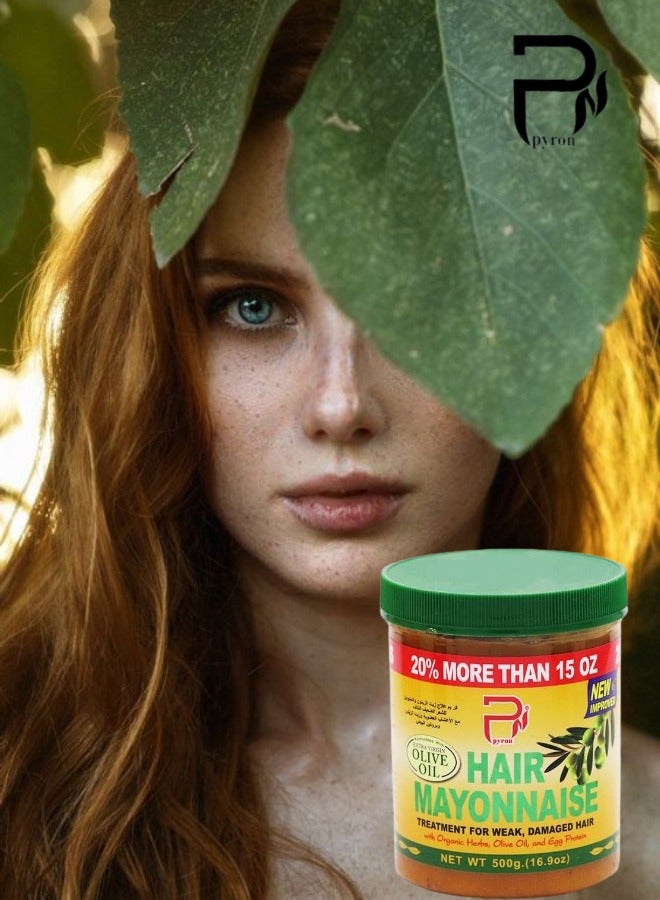 بيرون 7 قطع علاج المايونيز للشعر التالف والضعيف بالأعشاب العضوية وزيت الزيتون وبروتين البيض 500جرام - Image 2