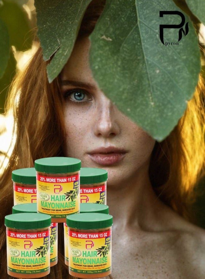 بيرون 7 قطع علاج المايونيز للشعر التالف والضعيف بالأعشاب العضوية وزيت الزيتون وبروتين البيض 500جرام - Image 1