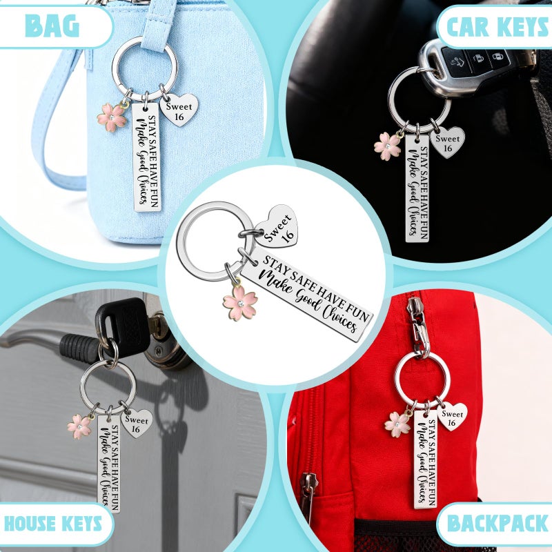 Davrock Sweet 16 Gifts for Girls Sweet 16 Birthday Gift for 16 Year Old Girl Gifts for 16 Year Old Girl Sister Daughter Happy Birthday Keychain for Women Friends Christmas Stocking Stuffs Party Decorations - Image 2