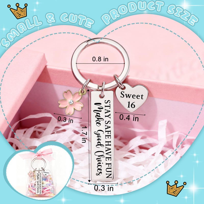 Davrock Sweet 16 Gifts for Girls Sweet 16 Birthday Gift for 16 Year Old Girl Gifts for 16 Year Old Girl Sister Daughter Happy Birthday Keychain for Women Friends Christmas Stocking Stuffs Party Decorations - Image 5
