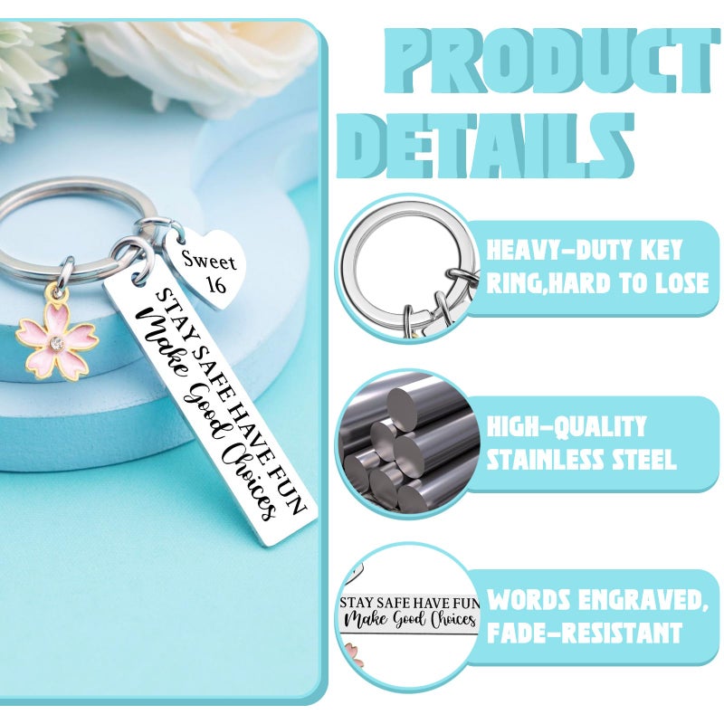 Davrock Sweet 16 Gifts for Girls Sweet 16 Birthday Gift for 16 Year Old Girl Gifts for 16 Year Old Girl Sister Daughter Happy Birthday Keychain for Women Friends Christmas Stocking Stuffs Party Decorations - Image 3